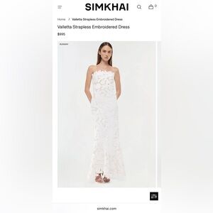 SIMKHAI Strapless White Embroidered Dress